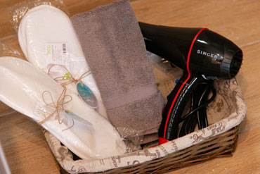Slippers and hair dryer